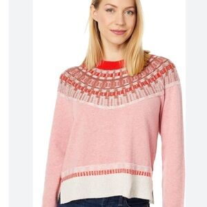 Madewell Pink and Red Crew Neck Sweater